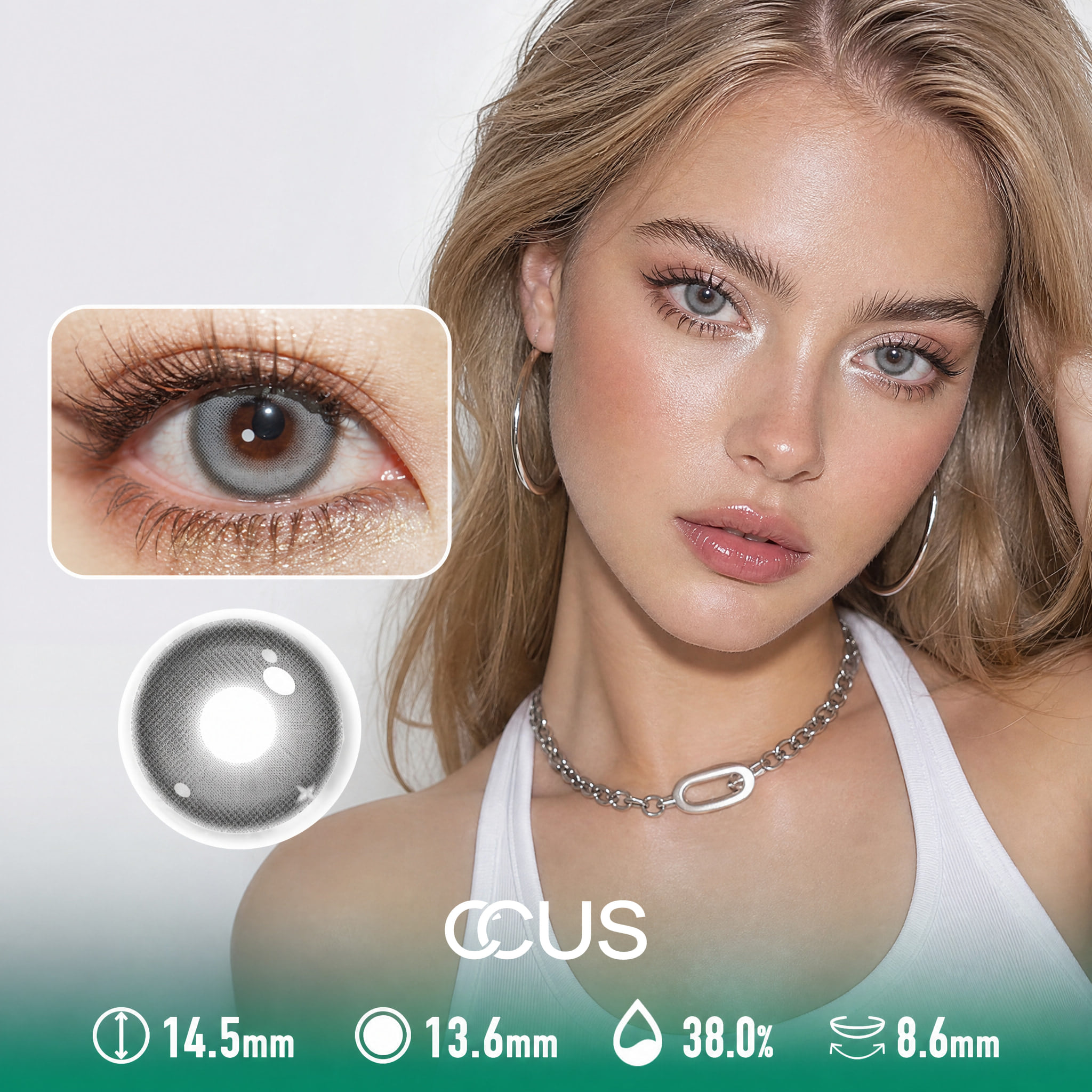 Moonlit Pearl Grey Contact Lenses - Ccus Eyewear · Premium Colored Contacts Moonlit Pearl Grey Contact Lenses