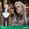 Boothill Cosplay Wig, Black And Silver Long Straight 90Cm