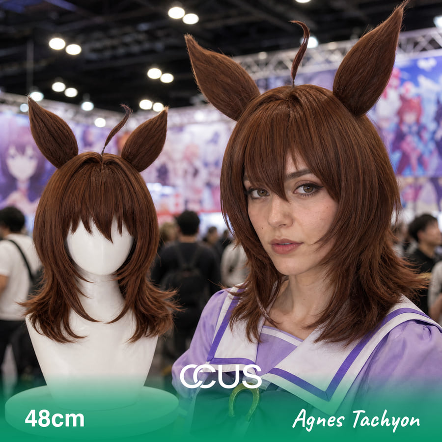 Agnes Tachyon Cosplay Wig, Ai Hero With Model Wearing The Wig