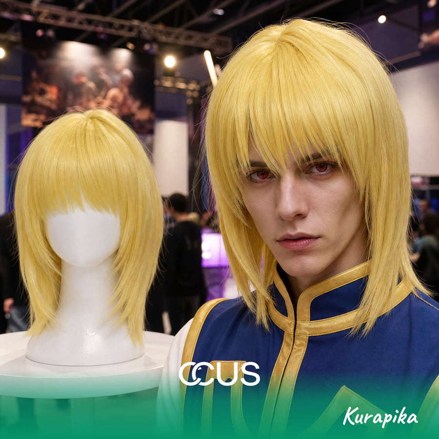 Hxh : Kurapika Cosplay Wig - Ccus Eyewear · Premium Colored Contacts Kurapika Cosplay Wig, Ai Hero With Model Wearing The Wig