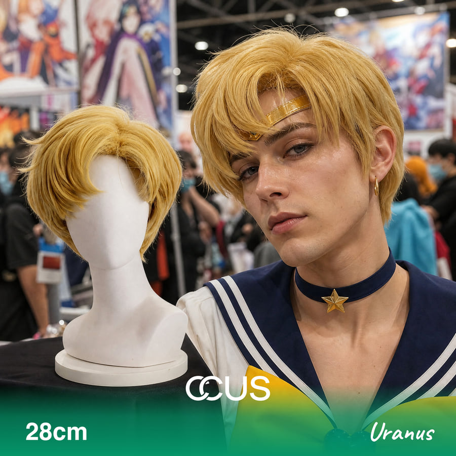 Uranus Cosplay Wig, Ai Hero With Model Wearing The Wig