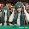 Takatsuki Izumi Cosplay Wig, Dark Green Long Wavy, Model Wearing The Wig