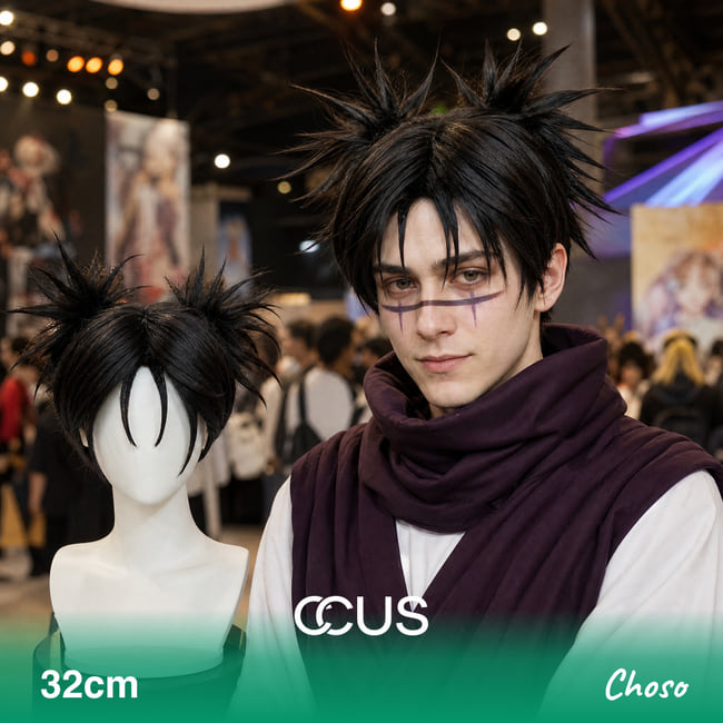Choso Cosplay Wig - model wearing the wig (AI hero v15)