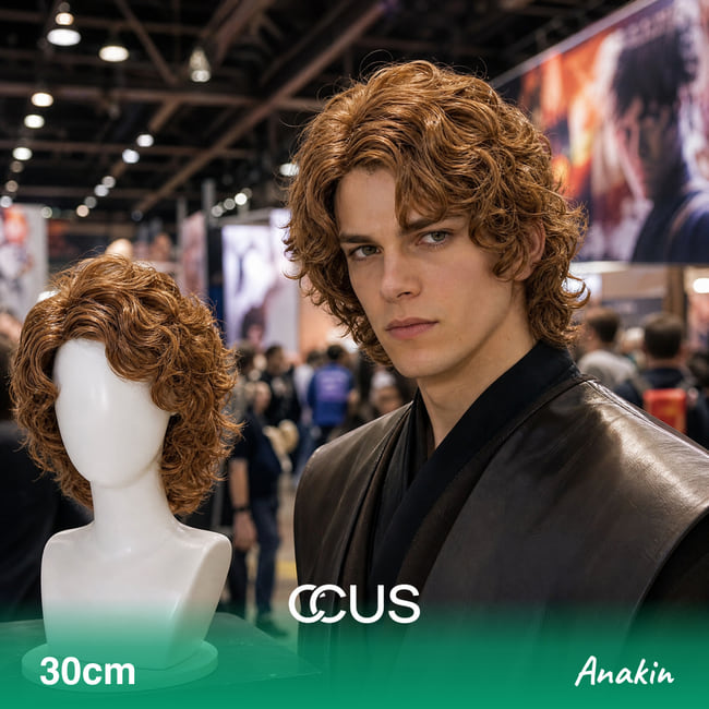 Anakin Cosplay Wig - model wearing the wig (AI hero v15)