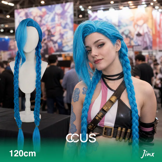 Jinx Cosplay Wig - model wearing the wig (AI hero v15)