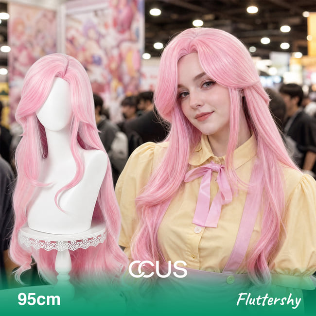 Fluttershy Cosplay Wig - model wearing the wig (AI hero v15)