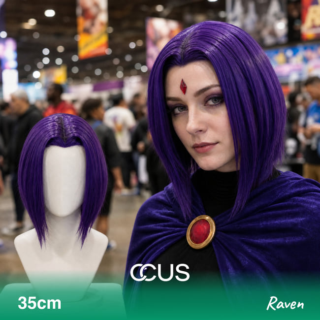 Raven Cosplay Wig - model wearing the wig (AI hero v15)