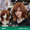 Madoka Higuchi Cosplay Wig, Reddish Brown Bob, Model Wearing The Wig