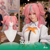 Zzz : Aria Cosplay Wig - Ccus Eyewear · Premium Colored Contacts Aria Cosplay Wig, Pink With Mint Green Twin Tails, Model Wearing The Wig