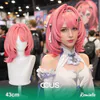 Remielle Cosplay Wig, Pink Shoulder-Length Bob With Layered Ends, Model Wearing The Wig