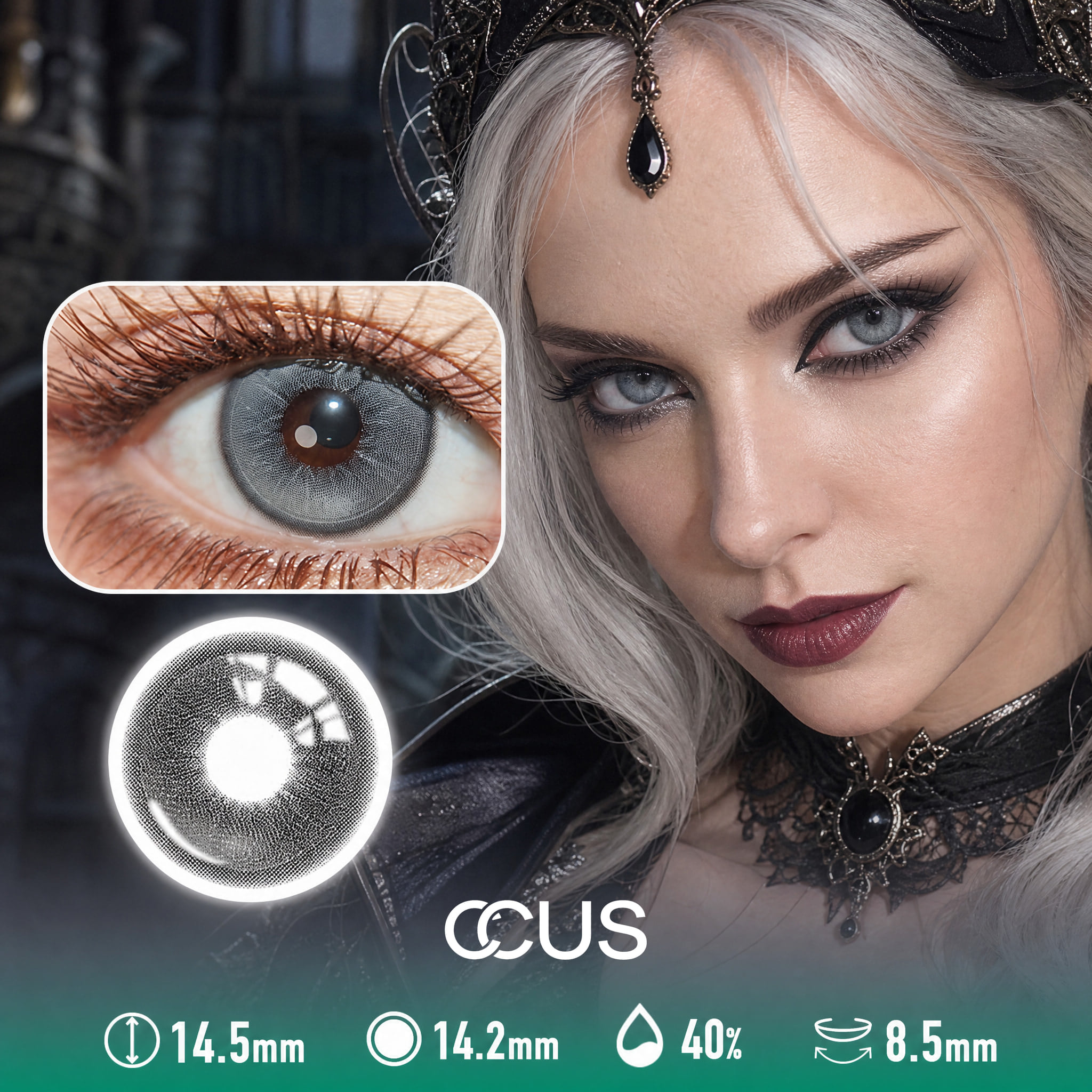 Masquerade Smoke Grey Contact Lenses - Ccus Eyewear · Premium Colored Contacts Masquerade Smoke Grey Contact Lenses