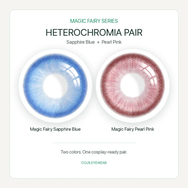 Magic Fairy Sapphire Blue And Pearl Pink Heterochromia Contact Lens Pair For Hoodude Voodoo